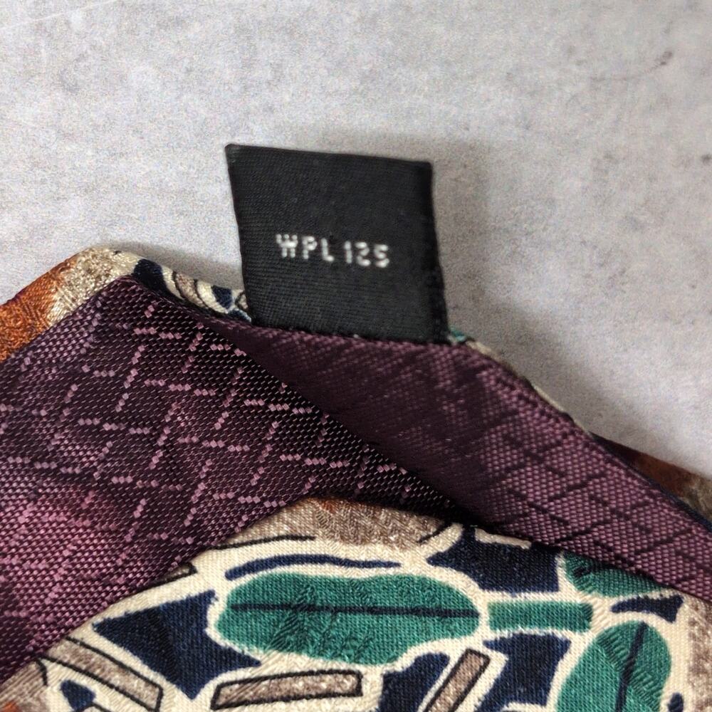 VINTAGE Christian Dior Monsieur Silk Tie Geometric Floral Navy Green Brown USA - Picture 5 of 6